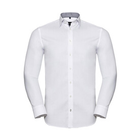 Russell Europe Tailored Contrast Herringbone Shirt LS, White/Silver/Convoy Grey, S bedrucken, Art.-Nr. 022000873 Russell Europe Tailored Contrast Herringbone Shirt LS, White/Silver/Convoy Grey, S bedrucken, Art.-Nr. 022000873