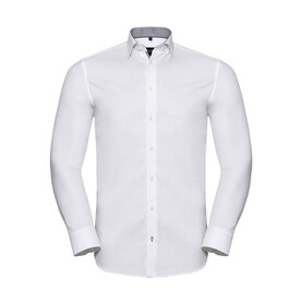 Russell Europe Tailored Contrast Herringbone Shirt LS, White/Silver/Convoy Grey, S bedrucken, Art.-Nr. 022000873 Russell Europe Tailored Contrast Herringbone Shirt LS, White/Silver/Convoy Grey, S bedrucken, Art.-Nr. 022000873