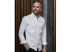 Russell Europe Men`s LS Tailored Contrast Herringbone Shirt, White/Silver/Convoy Grey, 4XL bedrucken, Art.-Nr. 022000879