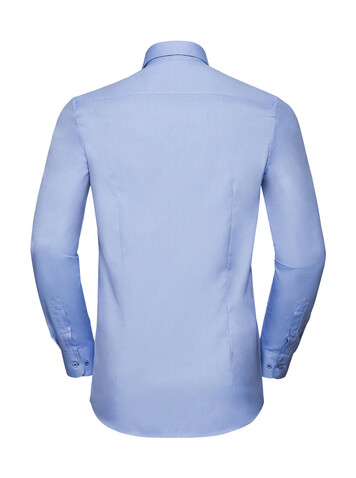 Russell Europe Tailored Contrast Herringbone Shirt LS, Light Blue/Mid Blue/Bright Navy, 3XL bedrucken, Art.-Nr. 022003838