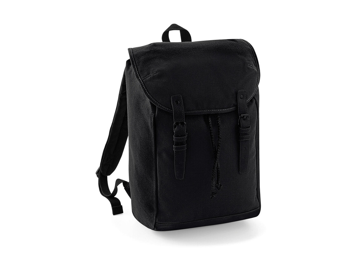 Quadra Vintage Backpack, Black/Black, One Size bedrucken, Art.-Nr. 023301520