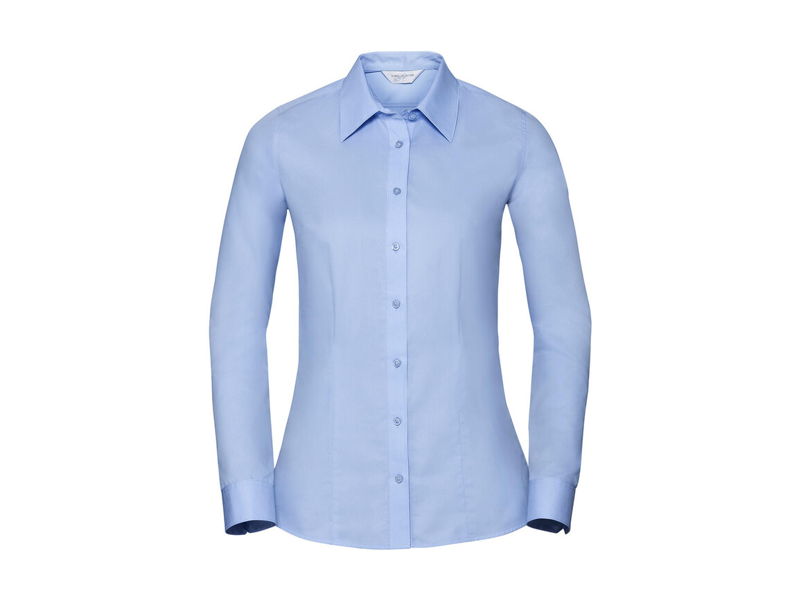 Russell Europe Ladies` LS Tailored Coolmax® Shirt, White, M bedrucken, Art.-Nr. 024000004