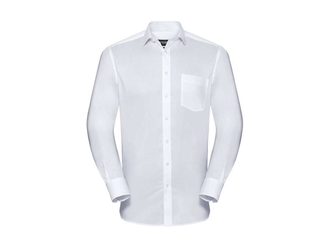 Russell Europe Men`s LS Tailored Coolmax® Shirt, White, S bedrucken, Art.-Nr. 025000003