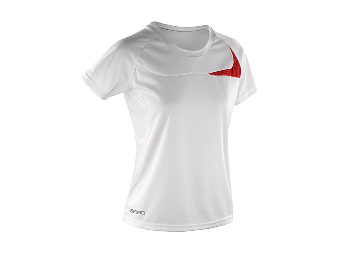 Result Spiro Ladies` Dash Training Shirt, White/Red, XS bedrucken, Art.-Nr. 025330572