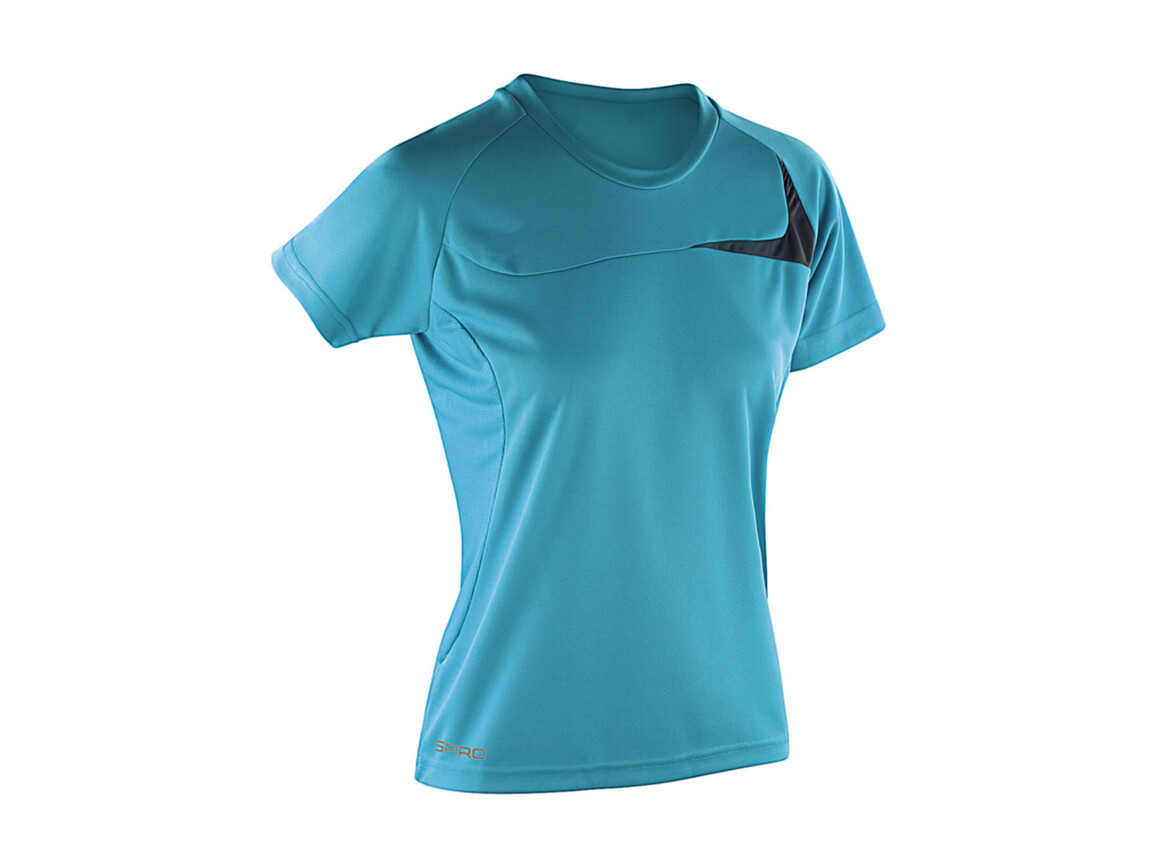 Result Spiro Ladies` Dash Training Shirt, Aqua/Grey, XS bedrucken, Art.-Nr. 025333512