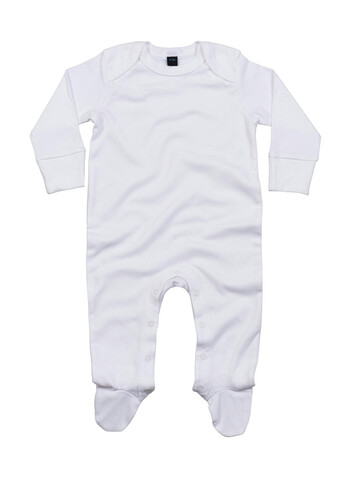 BabyBugz Baby Sleepsuit with Scratch Mitts, White, 0-3 bedrucken, Art.-Nr. 030470001