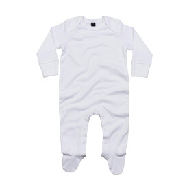 BabyBugz Baby Sleepsuit with Scratch Mitts, White, 0-3 bedrucken, Art.-Nr. 030470001