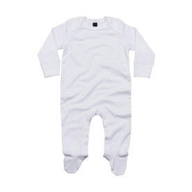 BabyBugz Baby Sleepsuit with Scratch Mitts, White, 0-3 bedrucken, Art.-Nr. 030470001