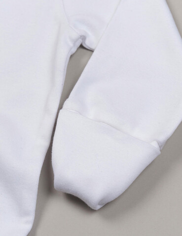 BabyBugz Baby Sleepsuit with Scratch Mitts, White, 6-12 bedrucken, Art.-Nr. 030470003