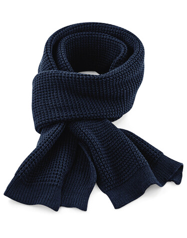 Beechfield Classic Waffle Knit Scarf, French Navy, One Size bedrucken, Art.-Nr. 055692010