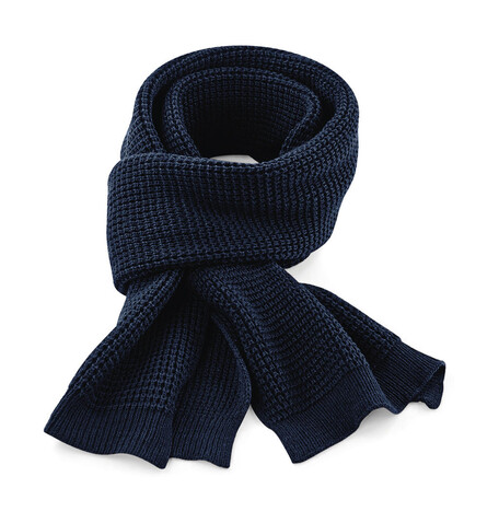 Beechfield Classic Waffle Knit Scarf, French Navy, One Size bedrucken, Art.-Nr. 055692010