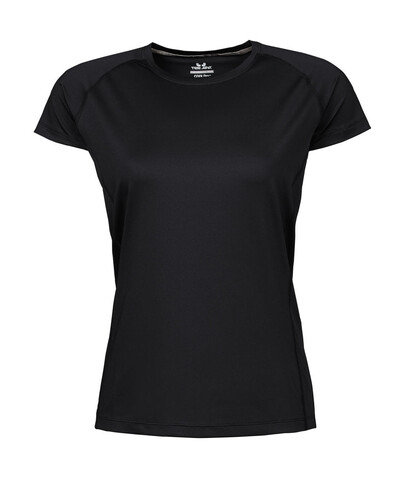Tee Jays COOLdry Ladies` Tee, Black, M bedrucken, Art.-Nr. 077541014