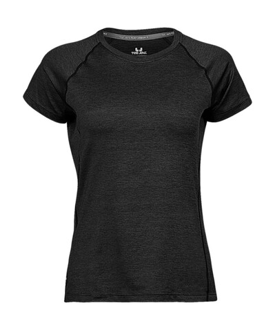 Tee Jays COOLdry Ladies` Tee, Black Melange, S bedrucken, Art.-Nr. 077541093