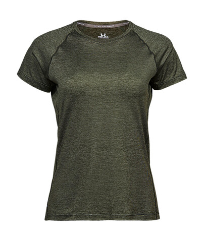 Tee Jays COOLdry Ladies` Tee, Olive Melange, XL bedrucken, Art.-Nr. 077545336