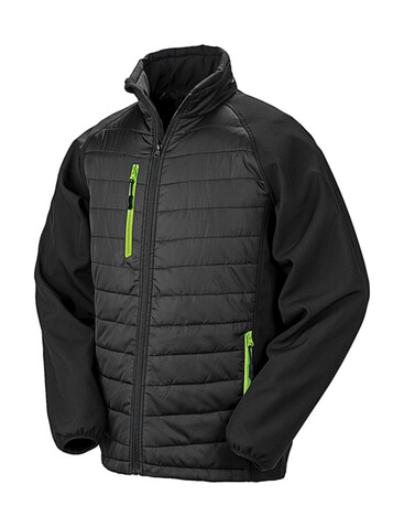 Result Compass Padded Softshell, Black/Lime, L bedrucken, Art.-Nr. 084331715