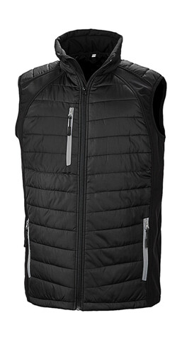 Result Compass Padded Softshell Gilet, Black/Grey, XL bedrucken, Art.-Nr. 085331516