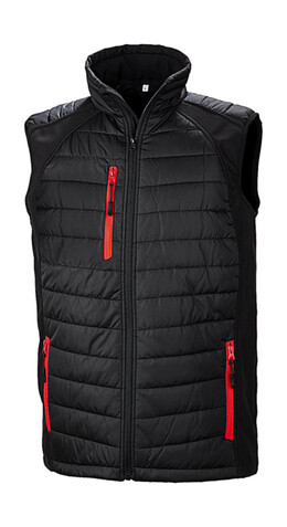 Result Compass Padded Softshell Gilet, Black/Red, L bedrucken, Art.-Nr. 085331545