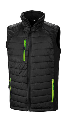 Result Compass Padded Softshell Gilet, Black/Lime, M bedrucken, Art.-Nr. 085331714
