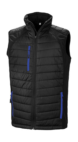 Result Compass Padded Softshell Gilet, Black/Royal, 2XL bedrucken, Art.-Nr. 085331947