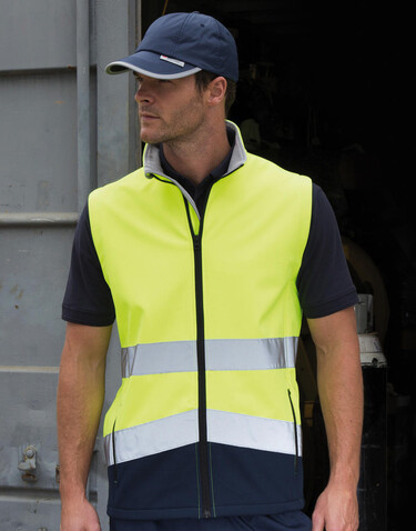 Result Printable Safety Softshell Gilet, Fluorescent Yellow/Black, S bedrucken, Art.-Nr. 087336713