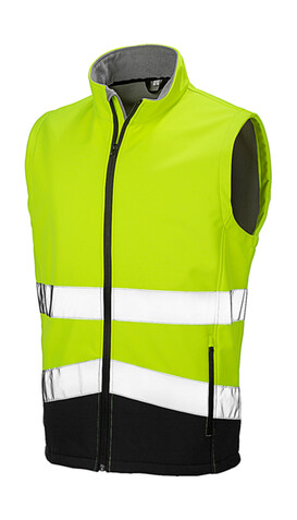 Result Printable Safety Softshell Gilet, Fluorescent Yellow/Black, M bedrucken, Art.-Nr. 087336714