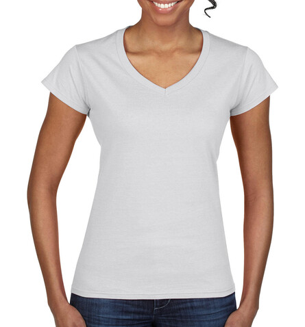 Gildan Softstyle Women`s V-Neck T-Shirt, White, S bedrucken, Art.-Nr. 109090003