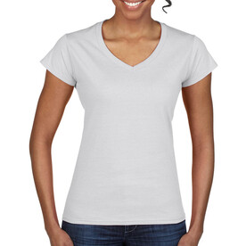 Gildan Softstyle Women`s V-Neck T-Shirt, White, S bedrucken, Art.-Nr. 109090003