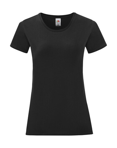 Fruit of the Loom Ladies` Iconic 150 T, Black, S bedrucken, Art.-Nr. 112011013