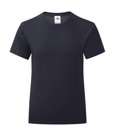 Fruit of the Loom Girls` Iconic 150 T, Deep Navy, 116 (5-6) bedrucken, Art.-Nr. 114012024