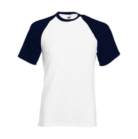 Fruit of the Loom Valueweight Baseball T, White/Deep Navy, S bedrucken, Art.-Nr. 117010503