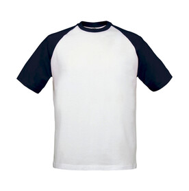 B &amp;amp; C T-Shirt Base-Ball, White/Navy, S bedrucken, Art.-Nr. 117420523