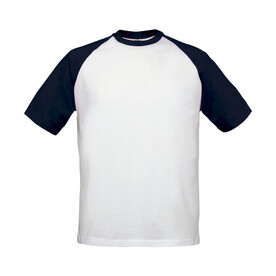 B &amp;amp; C T-Shirt Base-Ball, White/Navy, S bedrucken, Art.-Nr. 117420523