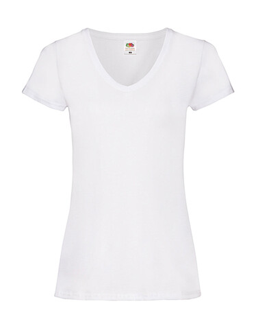 Fruit of the Loom Ladies` Valueweight V-Neck T, White, L bedrucken, Art.-Nr. 129010005