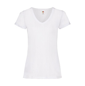Fruit of the Loom Ladies` Valueweight V-Neck T, White, XS bedrucken, Art.-Nr. 129010002