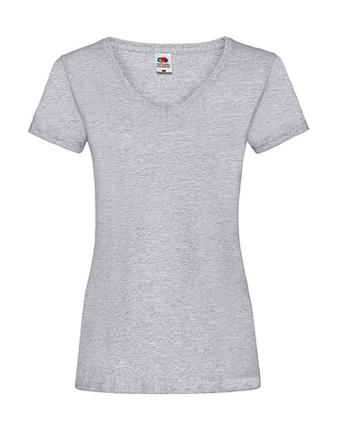 Fruit of the Loom Ladies` Valueweight V-Neck T, Heather Grey, 2XL bedrucken, Art.-Nr. 129011237