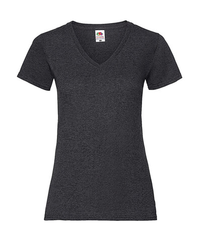 Fruit of the Loom Ladies` Valueweight V-Neck T, Dark Heather Grey, S bedrucken, Art.-Nr. 129011263