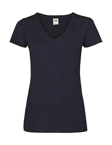 Fruit of the Loom Ladies` Valueweight V-Neck T, Deep Navy, 2XL bedrucken, Art.-Nr. 129012027