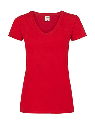 Fruit of the Loom Ladies` Valueweight V-Neck T, Red, XL bedrucken, Art.-Nr. 129014006
