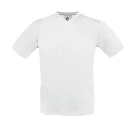 B &amp; C Exact V-neck T-Shirt, White, L bedrucken, Art.-Nr. 149420005