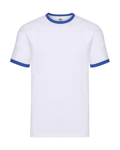 Fruit of the Loom Ringer T, White/Royal, S bedrucken, Art.-Nr. 161010533