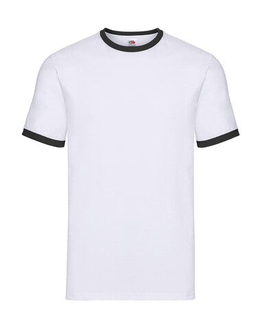 Fruit of the Loom Ringer T, White/Black, 2XL bedrucken, Art.-Nr. 161010567