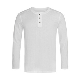 Stedman Shawn Henley LS T-shirt Men, White, S bedrucken, Art.-Nr. 162050003