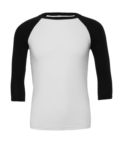 Bella Unisex 3/4 Sleeve Baseball T-Shirt, White/Black, S bedrucken, Art.-Nr. 163060563