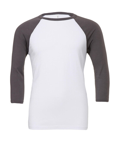 Bella Unisex 3/4 Sleeve Baseball T-Shirt, White/Deep Heather, 2XL bedrucken, Art.-Nr. 163060577