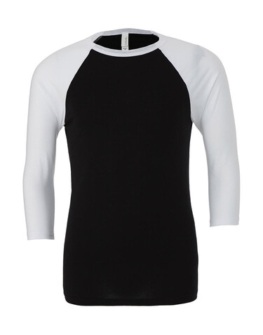 Bella Unisex 3/4 Sleeve Baseball T-Shirt, Black/White, M bedrucken, Art.-Nr. 163061504
