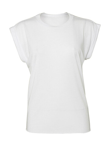 Bella Women`s Flowy Muscle Tee Rolled Cuff, White, M bedrucken, Art.-Nr. 171060004