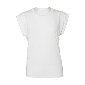 Bella Women`s Flowy Muscle Tee Rolled Cuff, White, S bedrucken, Art.-Nr. 171060003