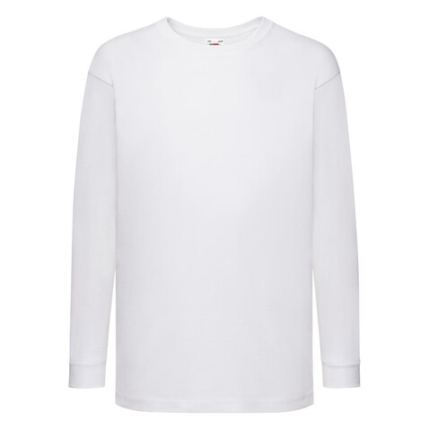 Fruit of the Loom Kids` Valueweight Long Sleeve T, White, 128 (7-8) bedrucken, Art.-Nr. 185010005