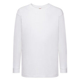 Fruit of the Loom Kids` Valueweight Long Sleeve T, White, 104 (3-4) bedrucken, Art.-Nr. 185010003 Fruit of the Loom Kids` Valueweight Long Sleeve T, White, 104 (3-4) bedrucken, Art.-Nr. 185010003
