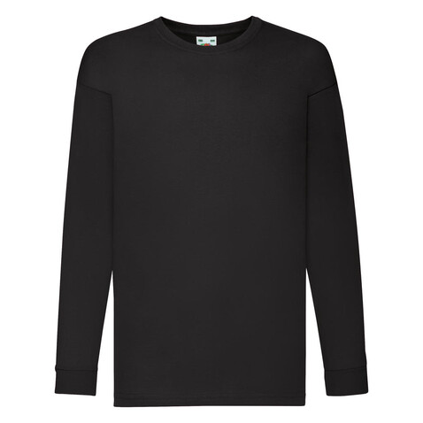 Fruit of the Loom Kids` Valueweight Long Sleeve T, Black, 104 (3-4) bedrucken, Art.-Nr. 185011013